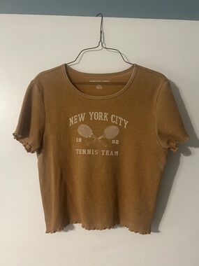 American Eagle Outfitters Brown New York City Tennis Team Short Sleeve Tee